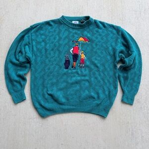 Vintage Cambridge Classics Knit Sweater Golfer Size Large Cotton 90s